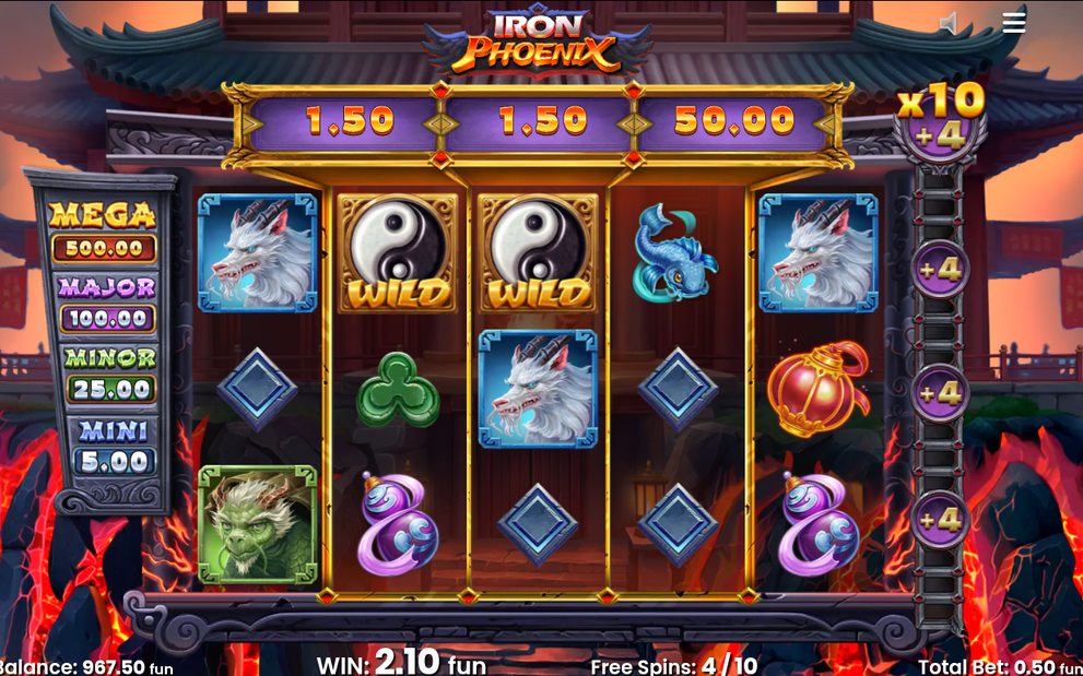 Free Spins med ett Progression Bar som fylls av Phoenix-symboler